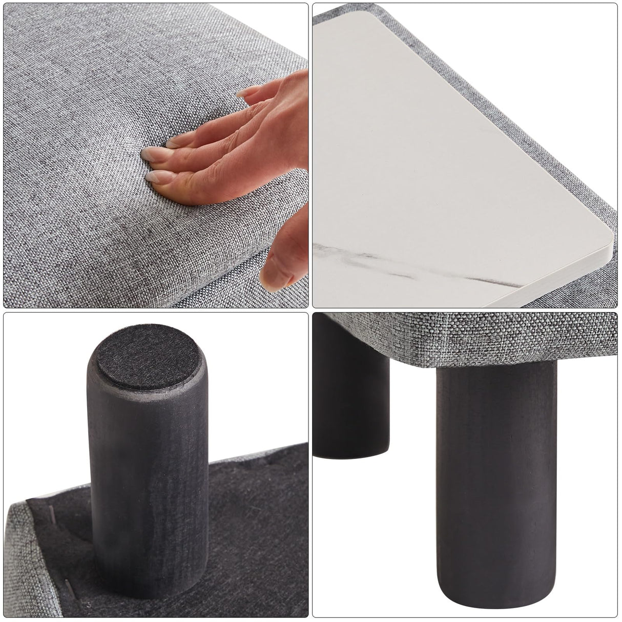 IBUYKE Storage Ottoman Footrest Stool with Linen Fabric, Rectangular, Flip Top Lid, Non-Slip Feet, Compact Design, Stylish and Functional, Gray Blue RF-BD224 IBUYKE