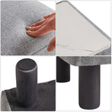 IBUYKE Storage Ottoman Footrest Stool with Linen Fabric, Rectangular, Flip Top Lid, Non-Slip Feet, Compact Design, Stylish and Functional, Gray Blue RF-BD224 IBUYKE