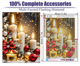 Mrnsiet Christmas Diamond Painting Kits for Adults, Christmas Candles Diamond Art for Beginners, 5D Round Full Drill Winter Diamond Painting Gem Art Kits for Home Wall Decor 12x16inch Mrnsiet