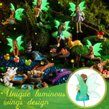 Shellwei 50 Pcs Garden Accessories Miniatures Small Fairies Kit with Luminous Wings Animals Cute Tiny Mushroom Mini Pond Bridge Figurine Micro Landscape Ornaments for Home Garden Shellwei