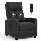 Sftaiyou Power Massage Small Recliner Chair, Fabric Recliners for Adults, Adjustable Home Theater Seating with Lumbar Support, Modern Reclining Sofa Chair for Living Room Bedroom (Black) Sftaiyou