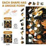 Halloween Wooden Puzzle for Adults 200pcs, Pumpkin Wooden Jigsaw Puzzles(11.3 * 14.4in), Beautiful Wooden Puzzle with Box Birthday Gifts for Adults and Kids Family Game Reouinty