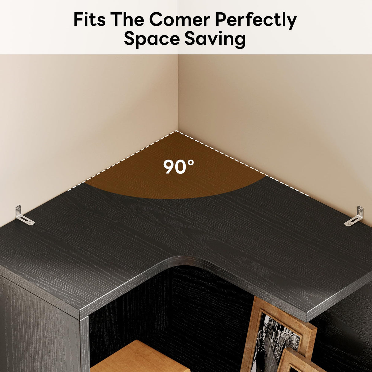 IRONCK Corner Bookshelf, 70.87" Tall Corner Bookcase with Drawers, Corner Shelf Storage Display Rack for Living Room Home Office, Black IRONCK