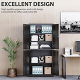 Metal Storage Cabinet with 3 Adjustable Shelves,Garage Storage Cabinet with Lock,Black Metal Cabinet with Locking Doors,Steel Cabinet 4 Doors,71" Lockable Storage Cabinet for Garage,Home,Office SISESOL