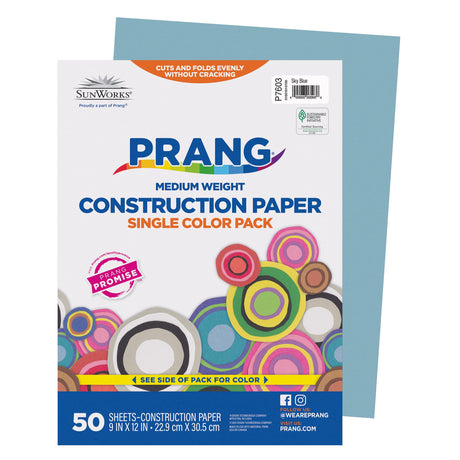 Prang (Formerly SunWorks) Construction Paper, Sky Blue, 9" x 12", 50 Sheets Sunworks