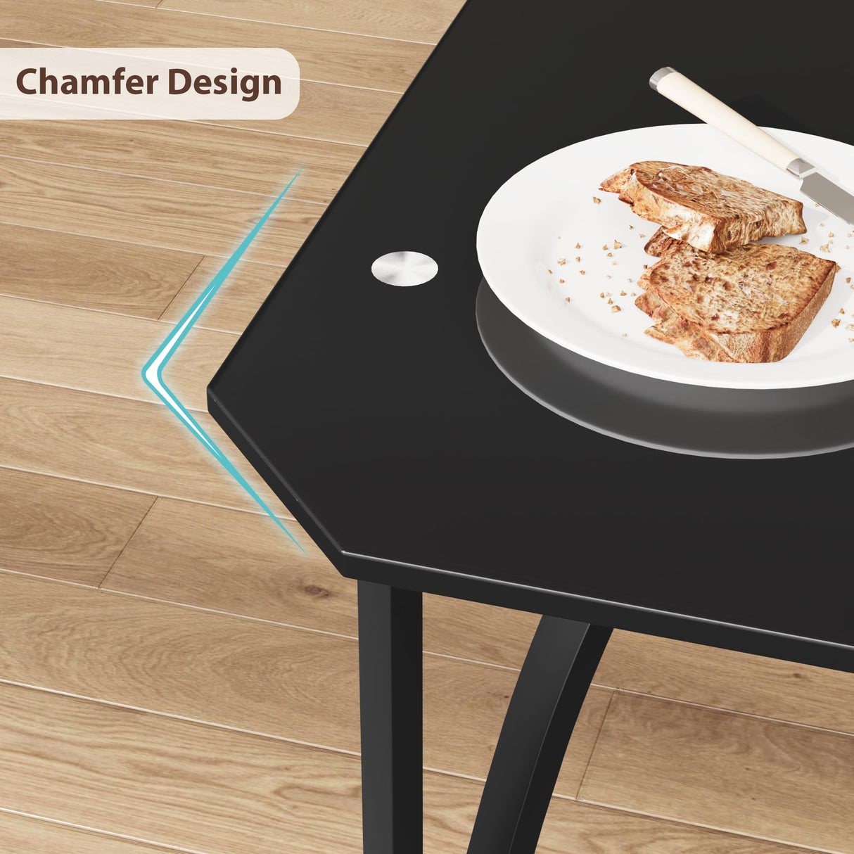 IDEALHOUSE Dining Table Set for 2, Kitchen Table Chairs Set of 2 with Ultra Comfortable PU Cushion, Dining Room Table Set for 2 Furniture with Kitchen Chairs Suitable for Small Space - Black Glass IDEALHOUSE