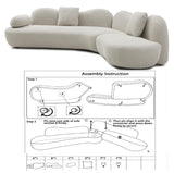 BBTJOINT Curved Modular Sectional Sofa for Living Room,Minimalist Style,V-Shape Cloud-Like Design,Contemporary Boucle Fabric Upholstery,Deep Seat Off-White Couch BBTJOINT
