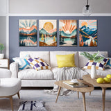 JOOZ 4 Pack Paint by Numbers Kit for Adults with Frame Mountain Paint by Number with Easel Lake Adult Paint by Number Kit on Canvas Framed Sunset Oil Painting Kits for Home Wall Decor 8x12 Inch JOOZ