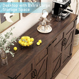 Sideboard Buffet Cabinet with Storage - 65’’ Large Farmhouse Buffet Table Coffee Bar Cabinets, Modern Accent Cabinet with Adjustable Shelf and 4 Doors, for Kitchen, Dining Room, Living Room, Brown chartustriable