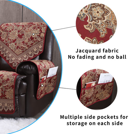 LUFEIJIASHI Recliner Chair Covers Non Slip Waterproof Large Recliner Covers for Leather Recliner,Electric Reclining Chair Covers for Living Room Dog Sofa Furniture Protective Cover Red LUFEIJIASHI