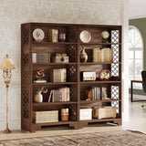 Tribesigns 6-Tier Bookcase, 70.8" Vintage Tall Bookcase,5-Shelf Mid-Century Display Rack Storage Shelves for Home Office, Living Room, Bedroom, Set of 2 Tribesigns