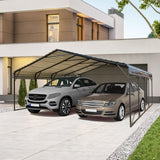 EROMMY 20x20 FT Metal Carport, Heavy Duty Car-Shelter with Galvanized Steel Roof and Frame, Sturdy Car-Shed in All Weathers, Easy Assembly Car-Canopy for 2 Cars, SUV, Tractors and Boat, Gray EROMMY