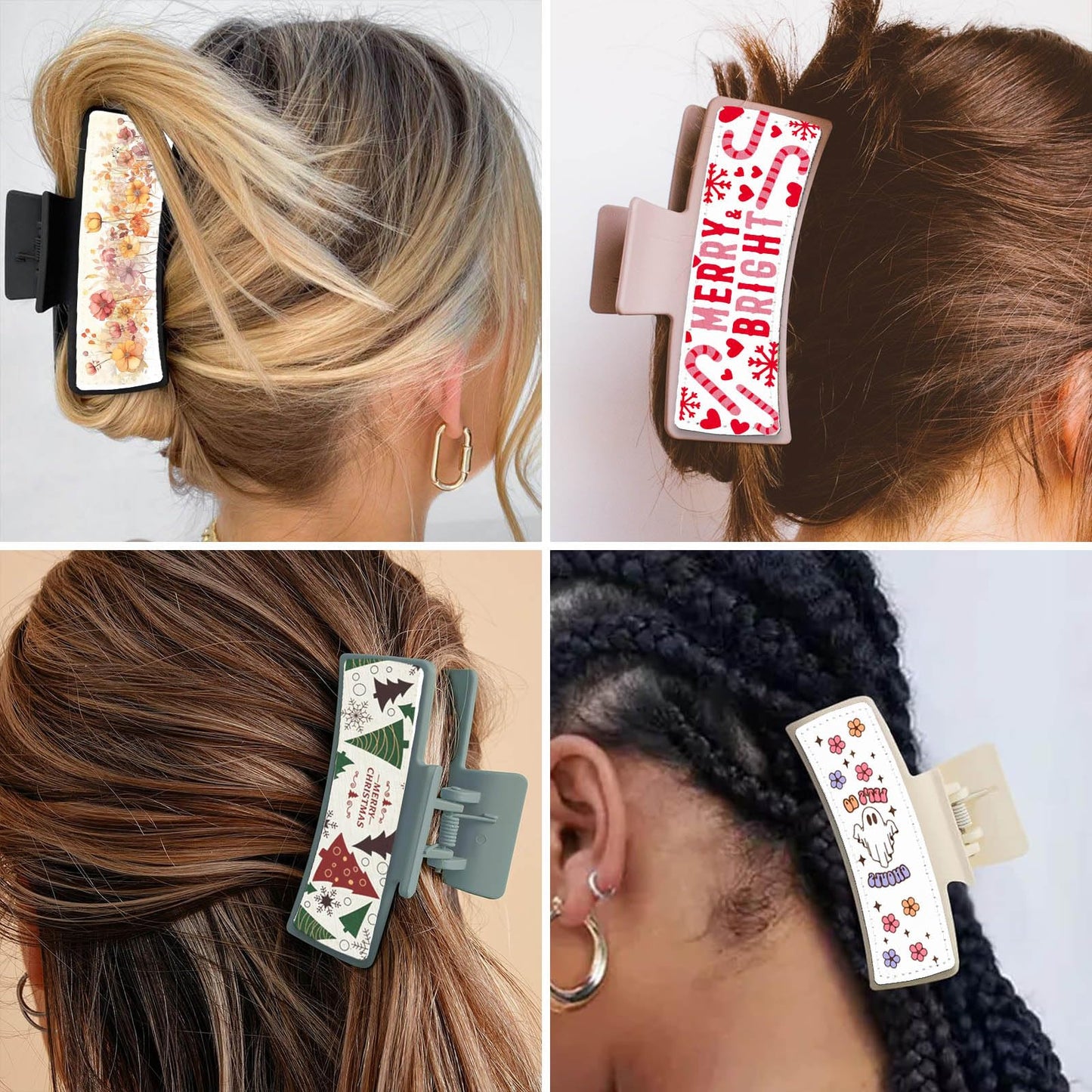 Cupoita Hair Clip, Hair Claw Clips Cover Sublimation Blanks for 4", 4.1", and 4.2" Hair Clips, Pack of 10