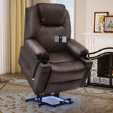 YITAHOME Recliner Chair with Phone Holder, Electric Power Lift Recliner Massage Sofa for Living Room, Home Theater Seating with Cup Holders and LED Lighting, Heated Recliner with USB Ports，Brown YITAHOME