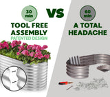 Galvanized Raised Garden Beds Outdoor // 4×2×2 ft Planter Raised Beds for Gardening, Vegetables, Flowers // Large Metal Garden Box (Silver) // Patented Tool-Free Design Plant & Plot