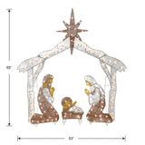 National Tree Company Pre-lit Artificial Christmas Décor - Includes Pre-strung White Mini White LED Lights and Ground Stakes - Crystal Holy Family Nativity - 4.5 ft National Tree Company