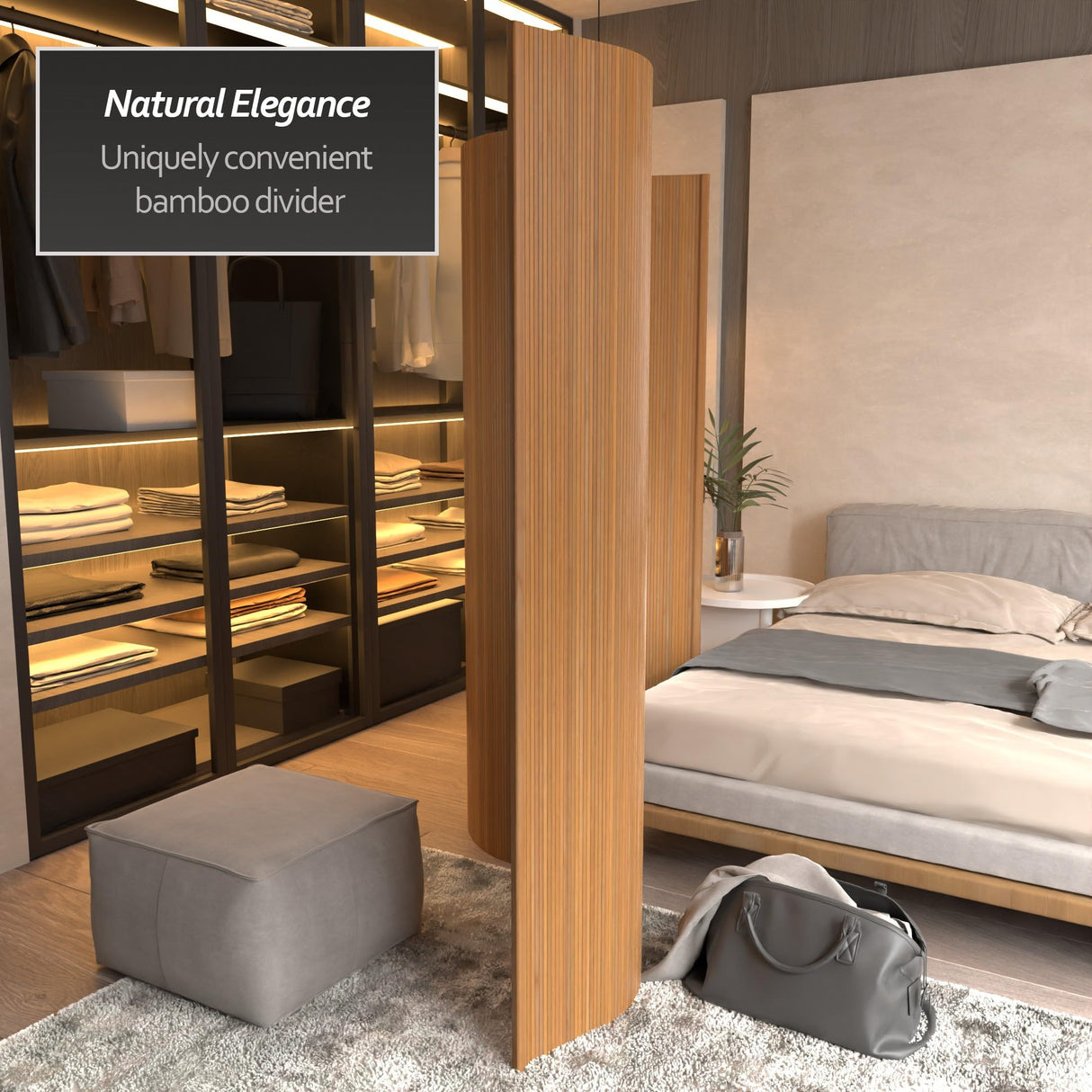 Oriental Furniture 6 ft. Tall Bamboo Wave Screen - Natural Red Lantern