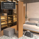 Oriental Furniture 6 ft. Tall Bamboo Wave Screen - Natural Red Lantern