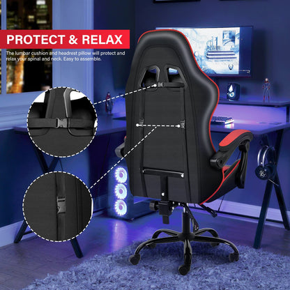 Gaming Chair,Office Computer Video Game Chair,Backrest and Seat Height Adjustable,Ergonomic Swivel Recliner