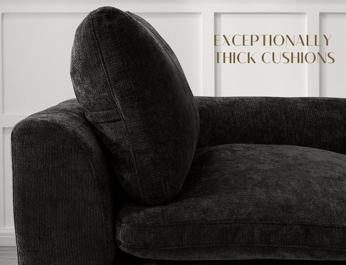 ohllob 110" Cloud Sectional Couches for Living Room, Boneless L-Shape Couch with Ottoman, 3 Seater Modular Sectional Sofa, Black ohllob