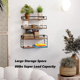 YXDXF Floating Bathroom Shelves with Paper Basket, Bathroom Shelves Over Toilet Small Shelf for Wall Farmhouse Bathroom Decor Wall Shelves for Bathroom Kitchen Office, Dark Brown YXDXF