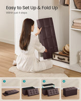 SONGMICS MAZIE Collection - 30 Inches Folding Storage Ottoman Bench, Ottoman with Storage, Foot Rest Stool, Load 660 lb, for Living Room, Synthetic Leather, Brown ULSF40Z SONGMICS