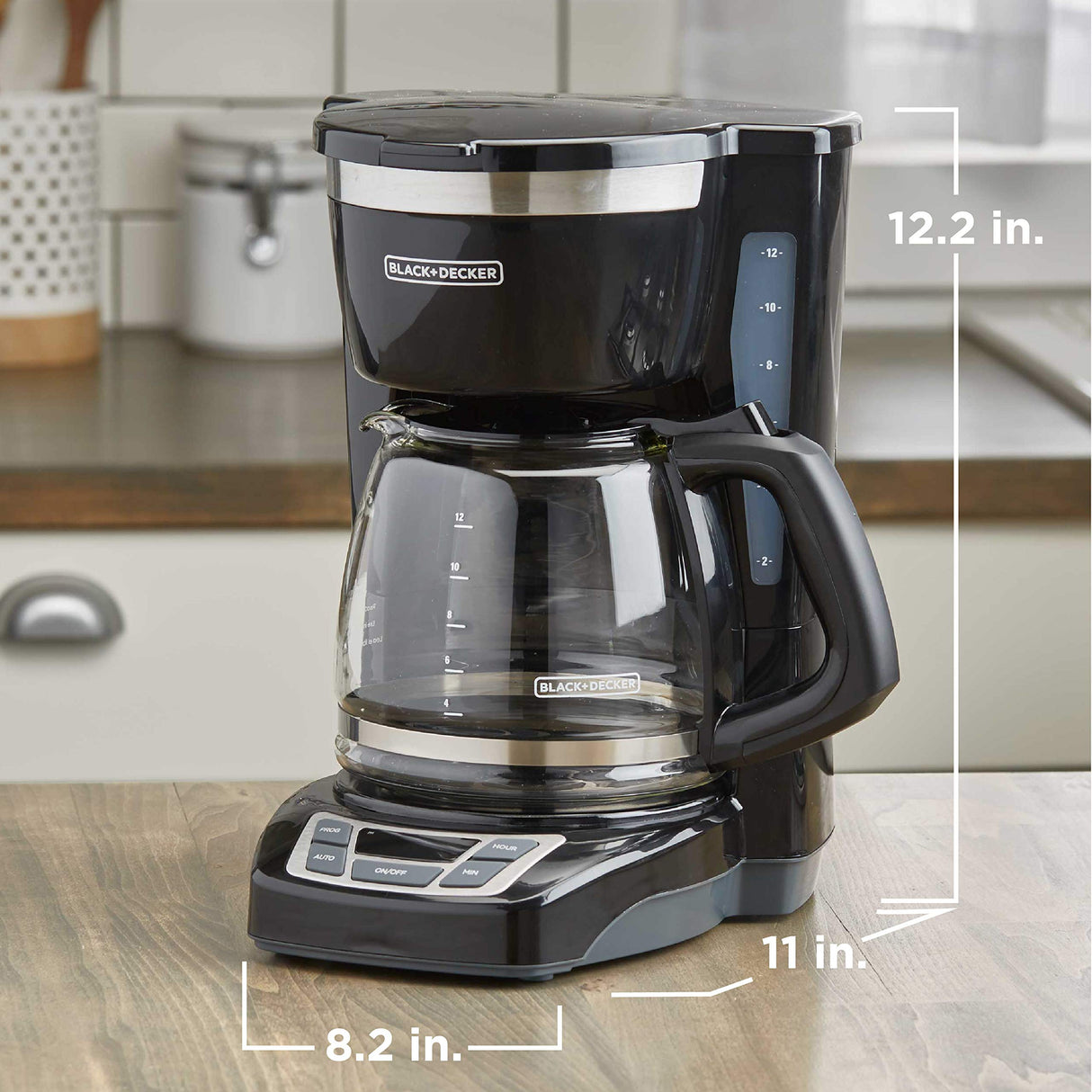 BLACK+DECKER 12-Cup Digital Coffee Maker, Programmable, Washable Basket Filter, Sneak-A-Cup, Auto Brew, Water Window, Keep Hot Plate, Black BLACK+DECKER