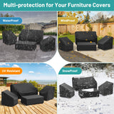Mrrihand Patio Furniture Covers, 4 Piece Outdoor Furniture Cover Waterproof includ Ourdoor Sofa Cover, 2 Chair Covers, Coffee Table Cover with Windproof Buckle Strap and Adjustable Drawstring Mrrihand