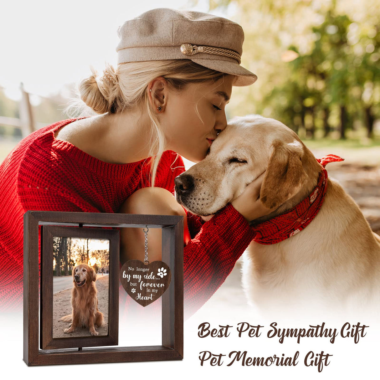 Jigfoxy Dog Memorial Gifts for Loss of Dog - Rotating Wooden Picture Frame for 4x6 Photo - Loss of Dog Sympathy Gift - Cat Pet Bereavement Remembrance Picture Frame Jigfoxy