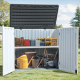 GOOBED Horizontal Shed with Padlock Latch, Outdoor Storage Shed for Backyard and Garden, 35 Cu Ft Small Storage, Waterproof, Easy Assembly, Light Gray GOOBED