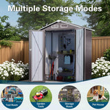 5x3 FT Metal Outdoor Storage Shed, Waterproof Garden Tool Shed with Pitched Roof & Lockable Door, Compact Backyard Storage for Bikes, Lawn Equipment, Patio Furniture, Easy Assembly Utility Shed, Gray Suwopmvy