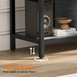 GAOMON 65" TV Stand for TV up to 75 Inches, Large TV Console Table with 2 Closed Storage Spaces and Open Compartments, Wooden Entertainment Center with Adjustable Feet for Living Room, Bedroom, Grey GAOMON