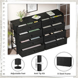 Furnulem Wide Dresser with 8 Fabric Drawers, TV Entertainment Center with Storage for 55'' TV, Large Chest of Drawers for Bedroom, Living Room, Dorm, Closet, Entryway, Wood Top (Black Oak) Furnulem