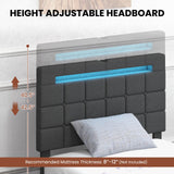 Giantex Twin Bed Frame with LED Lights and 4 Drawers, Upholstered Platform Bed Frame with USB Ports, Tufted Adjustable Headboard Design, Solid Wooden Slat Support, No Box Spring Needed Giantex