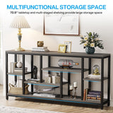 Tribesigns Console Sofa Table, 70.9 inch Extra Long Console Table Behind Couch with Storage Shelves, 3-Tier Modern Narrow Entryway Hallway Accent Table for Living Room, Grey Tribesigns