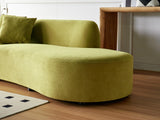 Container Furniture Direct 132" Curved Sofa with Throw Pillows, 6 Seater Luxury Velvet Couch with Half Moon Design and High-Density Foam, Ideal for Modern Living Room, Office & Apartment, Olive Green Container Furniture Direct
