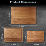 Wood Cutting Boards Set of 3 for Kitchen, Large Wooden Cutting Board with Juice Groove, Charcuterie Board, Chopping Board for Meat, Cheese, Fruits, and Vegetables (17x12, 12x10, 12x7 inch) HAONEYS