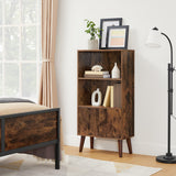 VASAGLE Bookcase, 2-Tier Retro Bookshelf with Doors, Storage Cabinet for Books, Photos, Decorations in Living Room, Office, Study, Mid-Century Style, Rustic Brown ULBC09BX VASAGLE