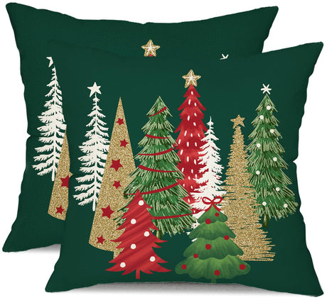 DFXSZ Christmas Pillow Covers 18x18 Inch Set of 2 Christmas Tree Decorative Green Throw Pillows Winter Christmas Decor for Home Couch TH-50B18 DFXSZ