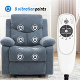 Sftaiyou Manual Rocker Recliner Chair for Adults with Vibration Massage,Glider Rocking Recliner Chairs for Living Room Bedroom Overstuffed Soft Reclining Sofa Chair with Pockets(Blue) Sftaiyou