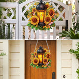 MXJSUA Lantern Sunflowers Special Shaped Hanging Diamond Painting Art Kits for Adults, Crystal Rhinestone Acrylic Gem Art Pendant Ornaments Kit for Home Decoration and Gift MXJSUA