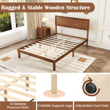 Giantex Wood Full Size Bed Frame with Headboard, Mid Century Modern Platform Bed Full with Solid Wood Legs & Wooden Slat Support, Easy Assembly, No Box Spring Needed, Walnut Giantex