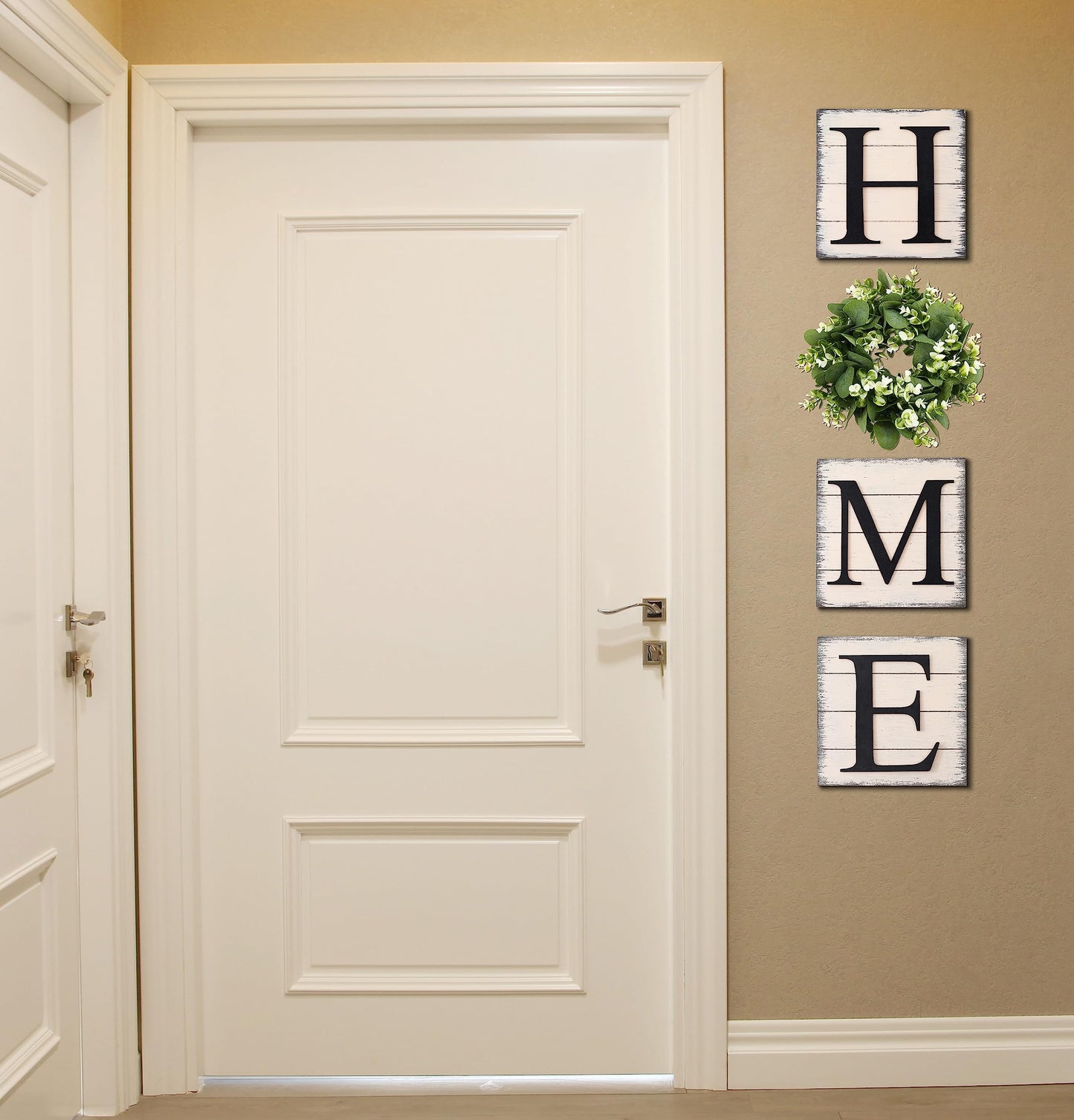 HRENCY Farmhouse Wall Decor Room Decor Wood Home Sign with Artificial Eucalyptus for O, Rustic Hanging Wooden Sign with Letters Decorative Home Decor Clearance Living Room Decor