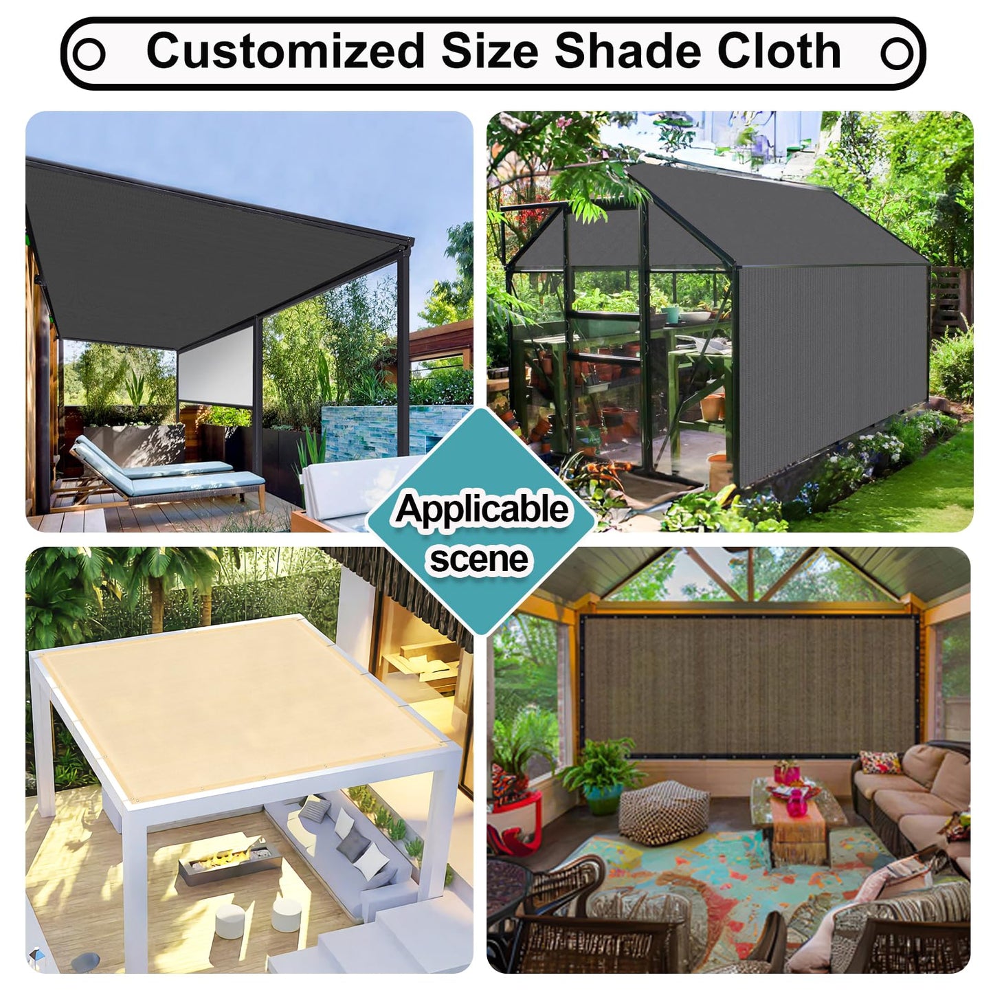 Shade&Beyond 90% Sun Shade Cloth with Grommets, 8' X 10' Pergola Shade Cover Canopy, Mesh Tarp Sun Screens for Patio, Outdoor, Garden, Backyard, Mocha