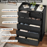 Hasuit Black 6 Drawer Dresser, Wooden Storage Chest of 6 Drawers, Vertical Large Capacity Clothing Storage Organizer, Tall Dressers for Bedroom, Hallway, Entryway Hasuit