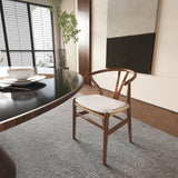 EthanEllen Kitchen and Dining Chairs Set of 2 with Cushion, Wishbone Chairs Set of 2, Wood Wishbone Dining Chair (Walnut) EthanEllen