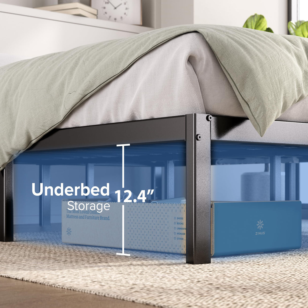 ZINUS 14 Inch Elias Metal Platform Bed Frame, Steel Support, No Box Spring Needed, Easy Assembly, King ZINUS