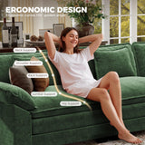 CDCASA 154" Oversized Modular Sectional Sofa, Comfy U-Shaped Cloud Couch w/ 3 Movable Ottoman, 7-Seater Chenille Deep Seat Modern Sofa Couch for Living Room, DIY Combination, Green CDCASA