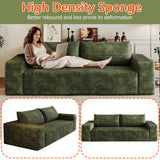 63" Cloud Loveseat Sofa - Boneless Deep Seat 2-Seater, No Assembly Foam Floor Couch, Plush Corduroy Fabric, Modern Living Room Sofa for Small Space Apartment, Bedroom, Office (Green, 63") Klwenas Maec