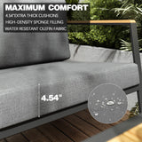 Vimstora 4 Pieces Aluminum Outdoor Patio Furniture Set with Thicken Cushions&Sturdy Table, Modern Patio Conversation Sets Sofa for Balcony, Garden, Deck & Porch Vimstora